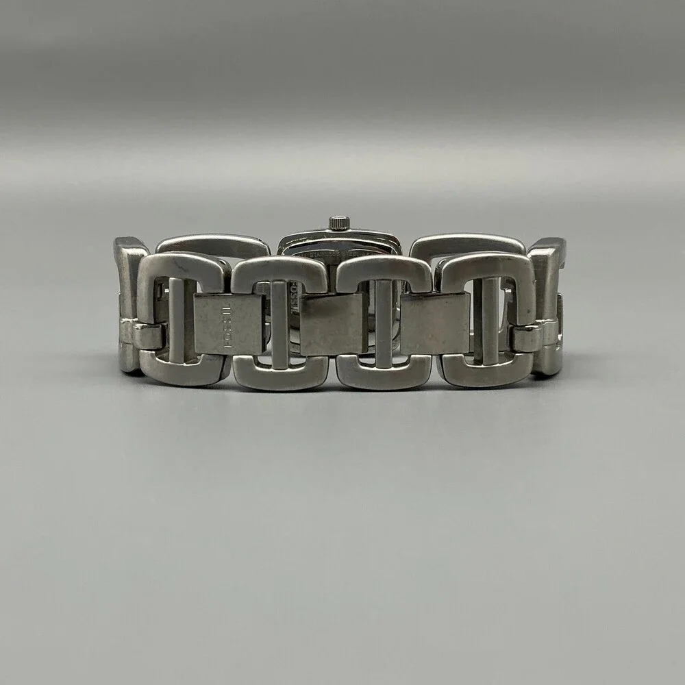 Fossil Womens Watch 24mm Stainless Steel ES-2277 Square Links New Battery 6.5